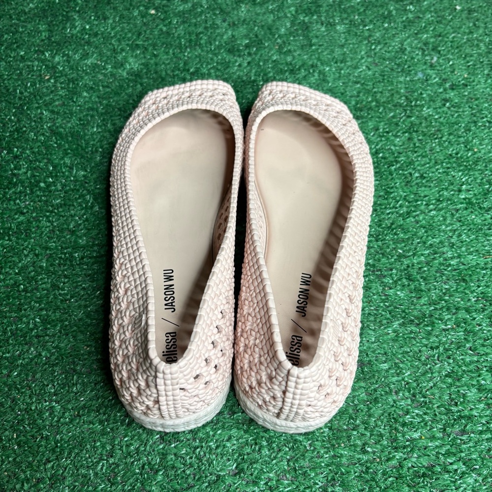 Melissa Blush Pink Crochet Peep-Toe Platform Sandals - Picture 5 of 13
